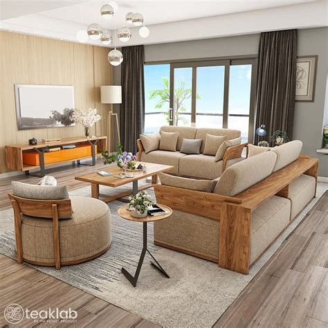 Contemporary Wooden Sofa Set Designs | Baci Living Room