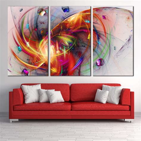 Modern Abstract Canvas Wall Art, 3D Abstract Fractal Creativity Multip ...