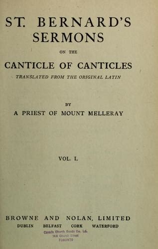 St. Bernard's sermons on the Canticle of Canticles (1920 edition ...