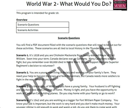 What Would You Do? World War II Scenarios - Thunder Bay Museum