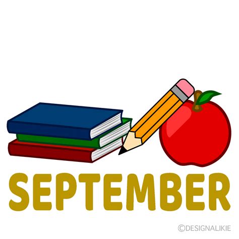 Pencil and Books September Clip Art Free PNG Image｜Illustoon