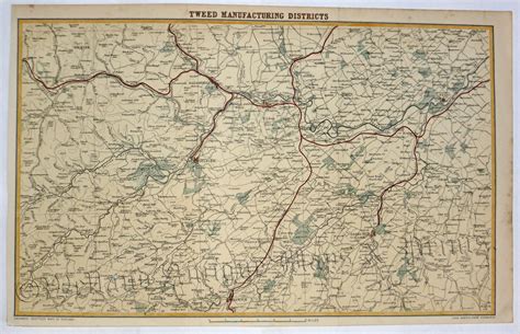 'TWEED MANUFACTURING DISTRICTS' (Scotland) by J. Bartholomew c.1885 ...