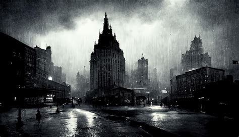 Premium Photo | Rainy cityscape dark mood generative ai generative ai