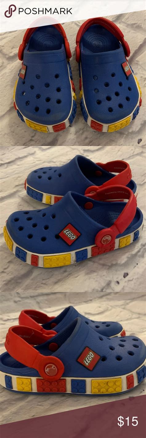 Kids Lego Crocs size 8 9 GUC kids LEGO Crocs. Blue with red straps ...