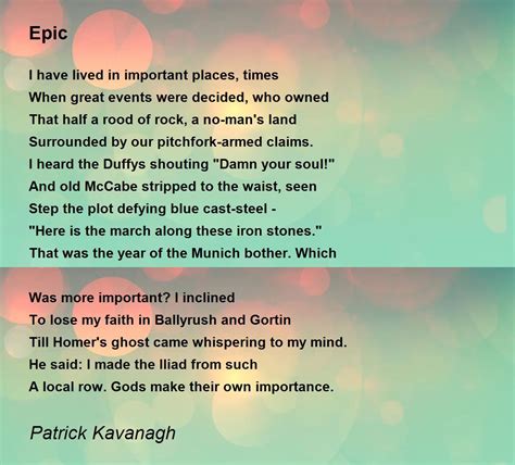 Epic Poem by Patrick Kavanagh - Poem Hunter