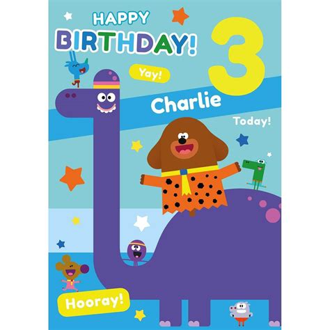 Personalised Hey Duggee Dinosaur Happy Birthday Card- Any Age & Name ...