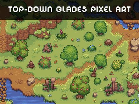 Grassland Top Down Tileset Pixel Art by 2D Game Assets on Dribbble