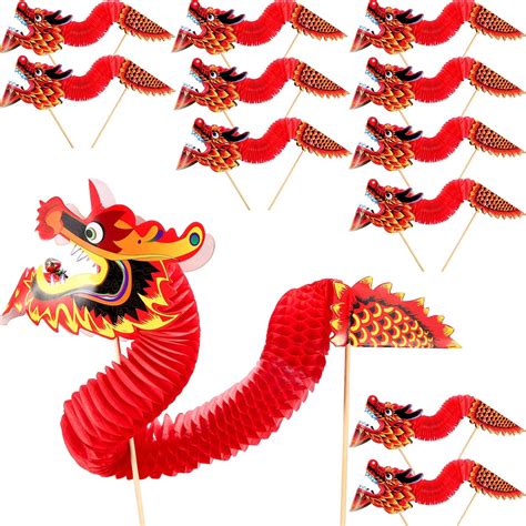 Chuangdi 12 Pieces Chinese New Year Dragon Paper Spring Festival ...