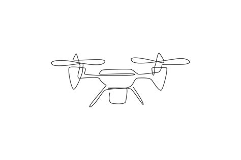 One single line drawing of flying drone airplane, unmanned plane vector ...