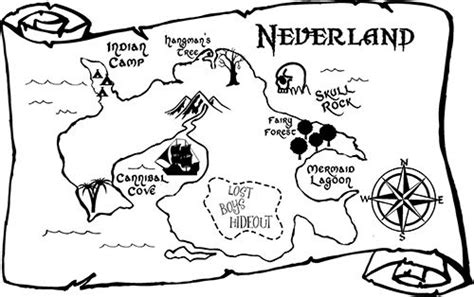 Map of Neverland (Large) | Pirate coloring pages, Neverland, Treasure maps