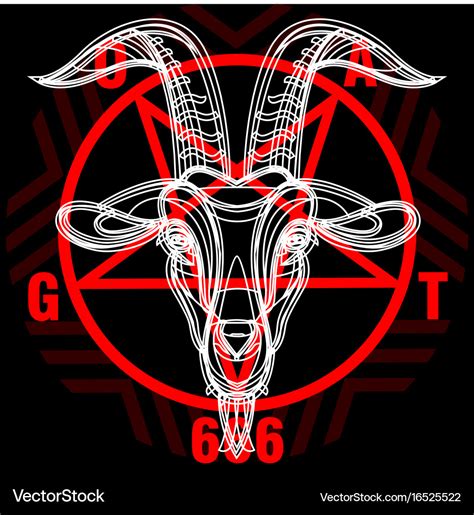 Pentagram with demon baphomet satanic goat head Vector Image