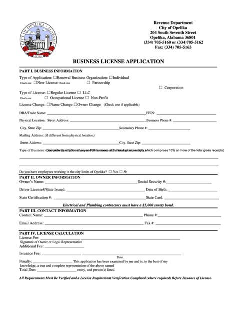 Fillable Business License Application Form - Alabama Revenue Department ...