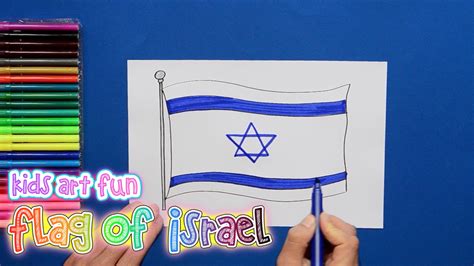 How to draw and color the National Flag of Israel | Flag drawing ...