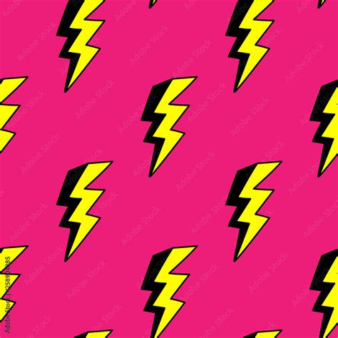 Lightning bolts seamless pattern in cartoon, comic style. Thunder ...