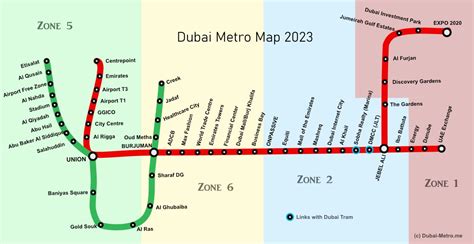 Dubai Metro Map with Green Line Station Routes