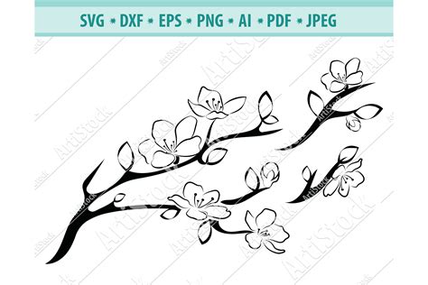 Cherry blossom SVG, Sakura Svg, Tree Branch Dxf, Png, Eps (435055 ...