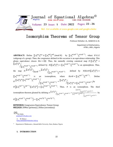 (PDF) Isomorphism Theorems of Tensor Group