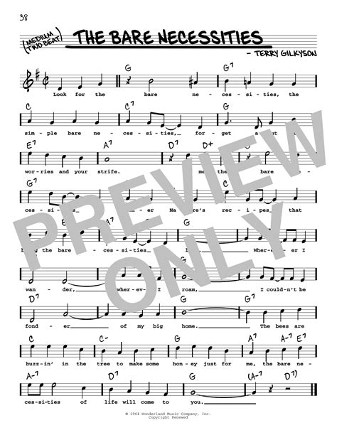 The Bare Necessities (High Voice) by Terry Gilkyson Sheet Music for ...