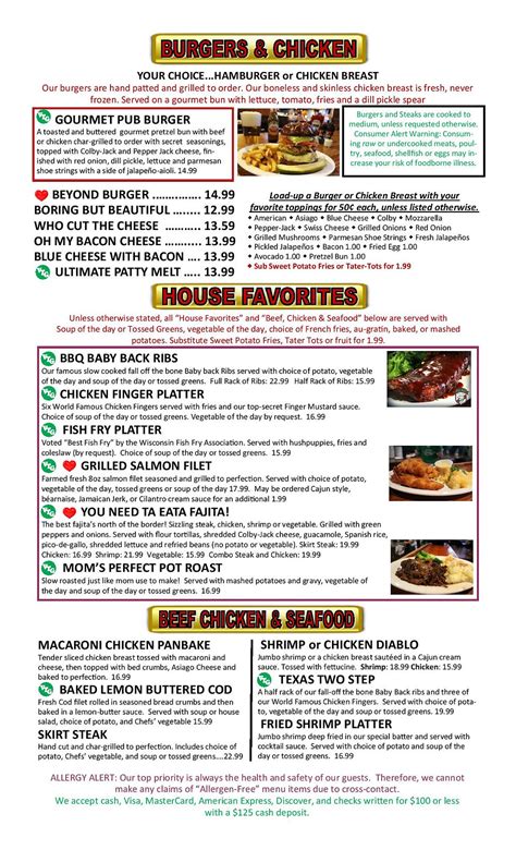 Village Tavern and Grill Menu - Schaumburg