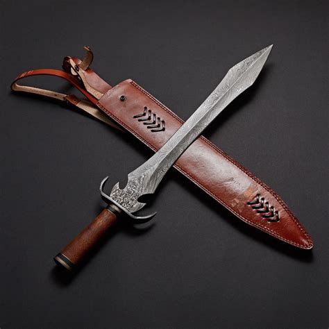 Handmade Damascus Steel Sword Amazing Rosewood Handle