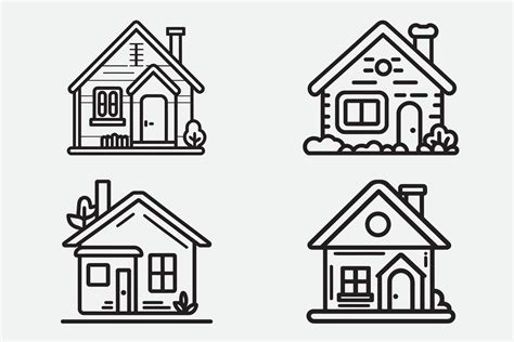 Home Icon set, Illustration of house icons, Black and white house icon ...