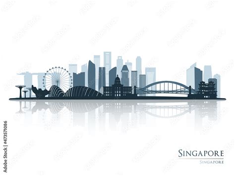 Singapore skyline silhouette with reflection. Landscape Singapore ...