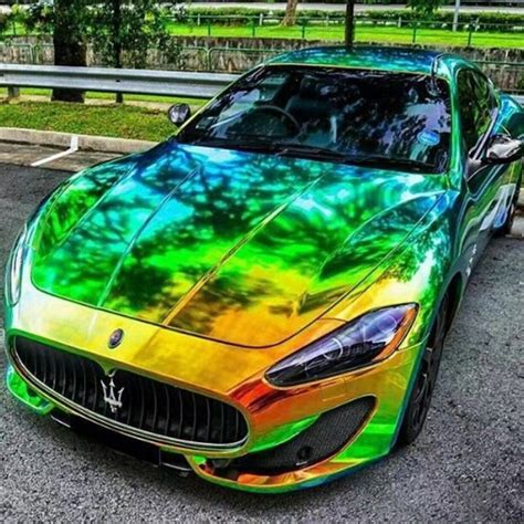 Rainbow Laser chrome car wrap vinyl green | TSAUTOP Car Wrap Vinyl Film