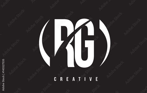 RG R G White Letter Logo Design with Black Background. Stock Vector ...