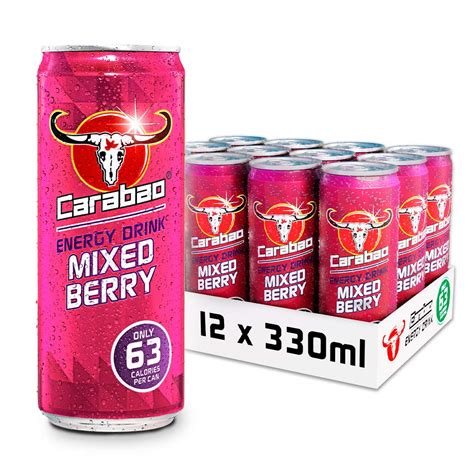 Buy Carabao Energy Drink Mixed Berry, 12 x 330ml Cans Case, Low Calorie ...