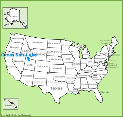 Great Salt Lake location on the U.S. Map