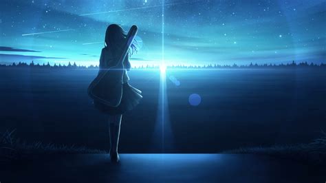 1336x768 Resolution Lonely Anime Girl in Sunset HD Laptop Wallpaper ...