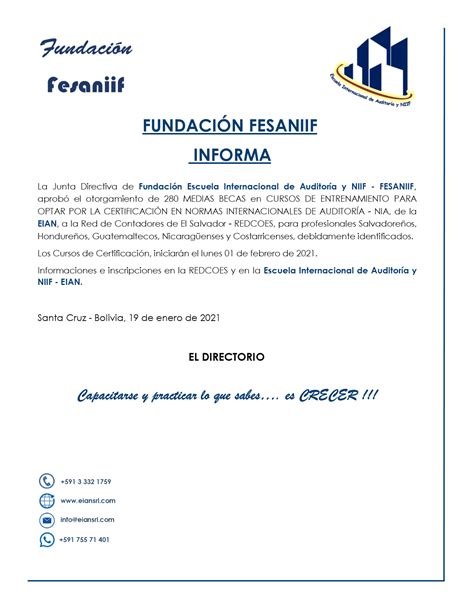 2021 01 19 – FESANIIF EIAN BECAS REDCOES | EIAN SRL