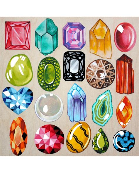 GEMSTONE PRINT - Gemstone Art Gemstone Illustration Rainbow Colourful ...