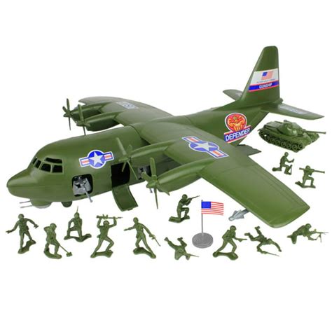 TimMee Plastic Army Men C130 Playset -27pc Giant Military Airplane Made ...