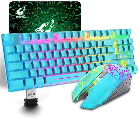 Buy Wireless Gaming Keyboard and Mouse Combo with 87 Key Rainbow LED ...