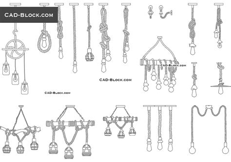 Rope Hanging Light DWG, CAD Blocks