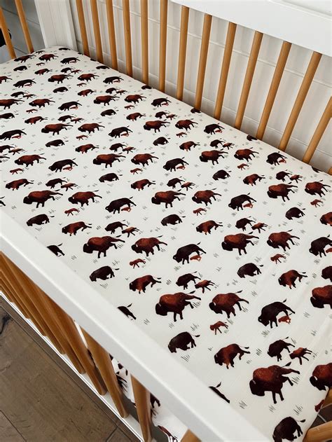 Muslin Crib Sheet, Bison – SpearmintLOVE