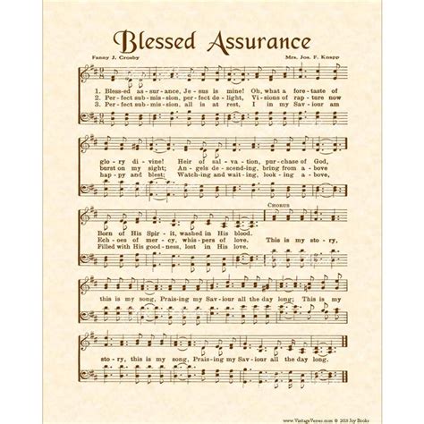 BLESSED ASSURANCE Hymn Wall Art Christian Home & Office Decor Vintage ...