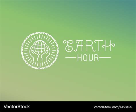 Earth hour logo design in linear style Royalty Free Vector