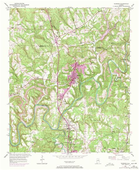 Warrior , Alabama 1951 (1971) USGS Old Topo Map Reprint 7x7 AL Quad ...