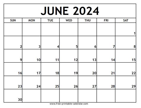 June Calendar 2024 Free Pdf - Maud Steffi