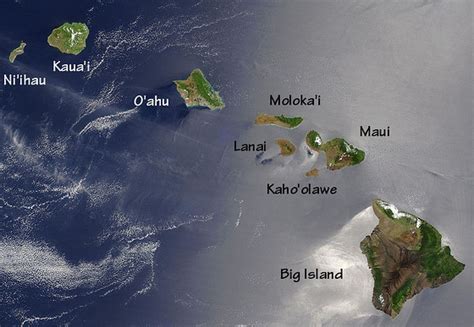 Hawaiian Islands Aerial Satellite Photograph - Living in Hawaii