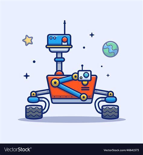 Robot in space cartoon Royalty Free Vector Image