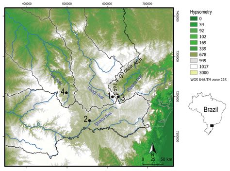 Map of the Ponta Grossa Arch region in the eastern Paraná State, Brazil ...