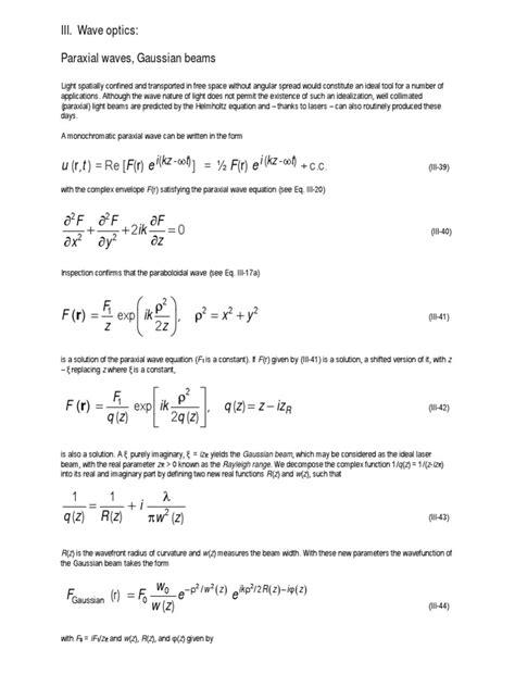 Paraxial Wave Equation | Optics | Waves