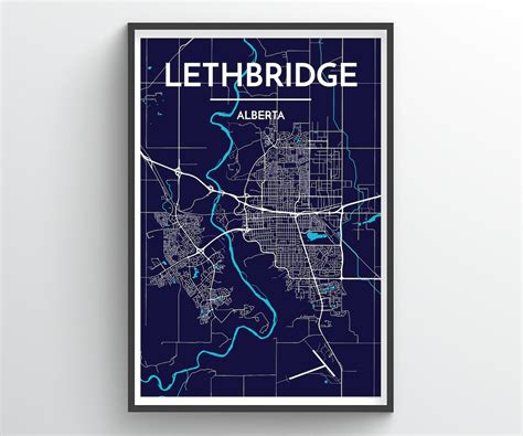 LETHBRIDGE ALBERTA City Map Print // Modern Minimalist Art - Etsy