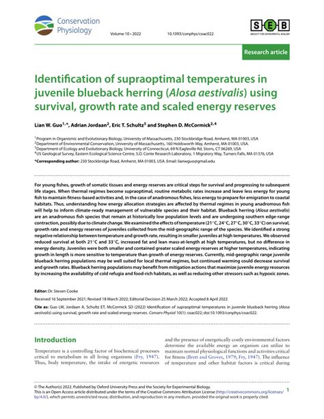 (PDF) Identification of supraoptimal temperatures in juvenile blueback ...