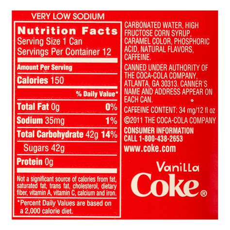 Coca Cola Nutrition Label - Label Ideas