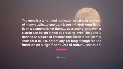 Richard Dawkins Quote: “The gene is a long-lived replicator, existing ...