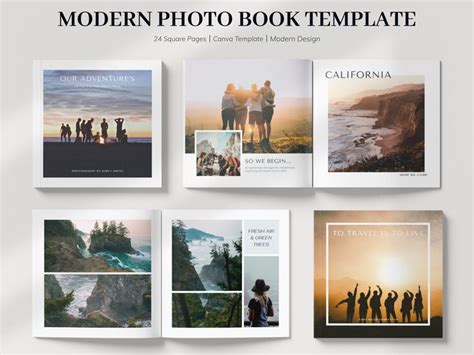 Modern Travel Photo Book Template, Photo Album Template, Editable Photo ...